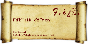 Fábik Áron névjegykártya
